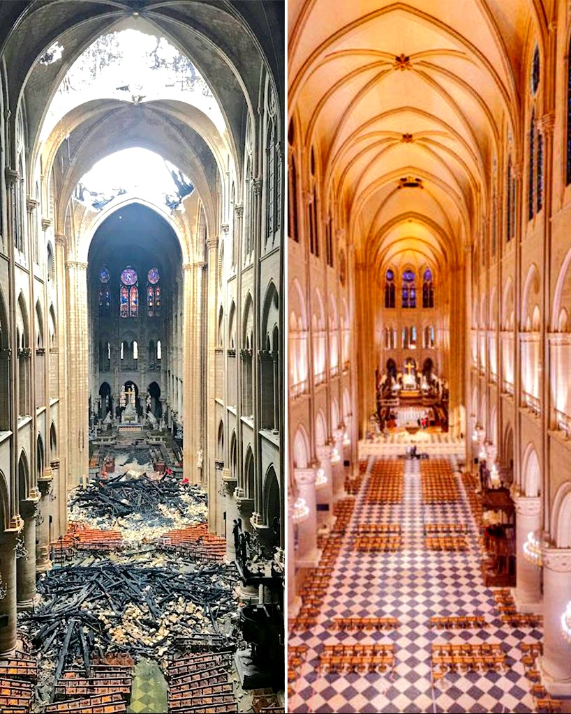 🗣 ¡Notre-Dame renace de sus cenizas! : reapertura hoy de la icónica catedral, uno de los símbolos de París, de la historia y del patrimonio 🇨🇵.
¡Qué increible logro trás 5 años de una  obra titanesca! Un gran testimonio del espiritú humano y de la solidaridad internacional.