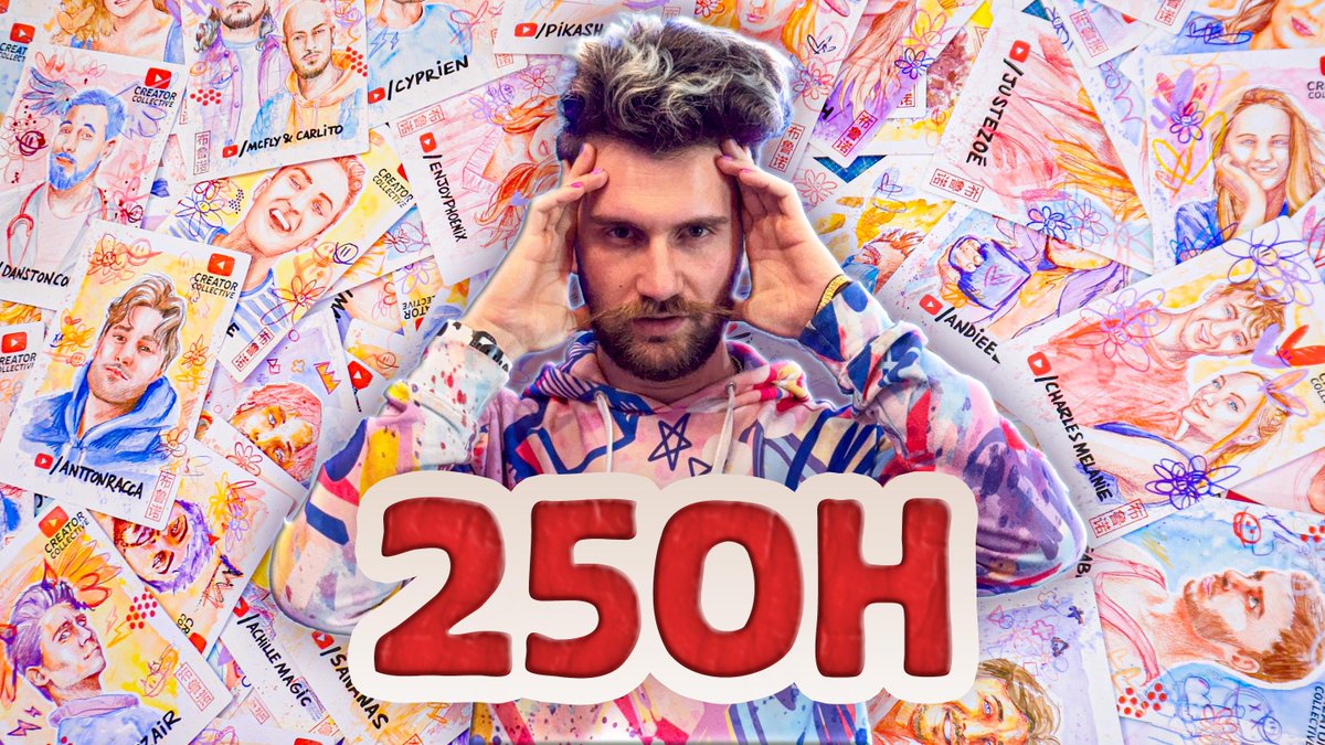 brunograffer's tweet photo. Une joie immense, @YouTube m'a donné le défi de dessiner 100 YouTubeurs pour le #YouTubeFestival ! 
Et j'en ai fait une vidéo 😲 
➡️https://t.co/Hzi1B1NF9F https://t.co/y3qEqk1MFm