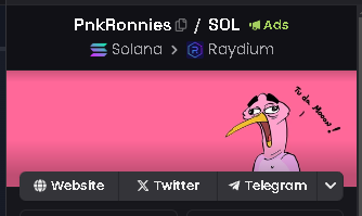 Pink_Ronnies's tweet photo. $PNKRonnies Ad's be running on Dexscreener.
Party has just begun.
https://t.co/CgaLzRZTva
https://t.co/btSlC8wnum
#pnkronnies #pinkronnie #pinksol #StayPinkStayReal #SolanaMemeCoin #solana $pnkronnies $btc $sol #cryptocurrency #KluckIt https://t.co/3lkxeSq1BV