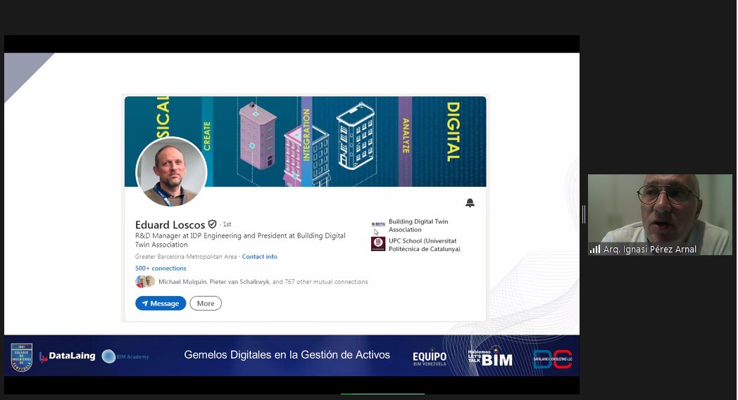 datalaing's tweet photo. Presentación del Arq. Ignasi Pérez Arnal 🇪🇸 / BIM Academy
➡️Dir. de Contenidos del European BIMSummit / Asesor del Diplomado BIM CIV – DataLaing
✅ Tema: Estado del arte de los Gemelos Digitales a nivel global
VI Congreso #HablemosBIM 2024
@iperezarnal @BIMAcademyES https://t.co/uS0LN1oRzd