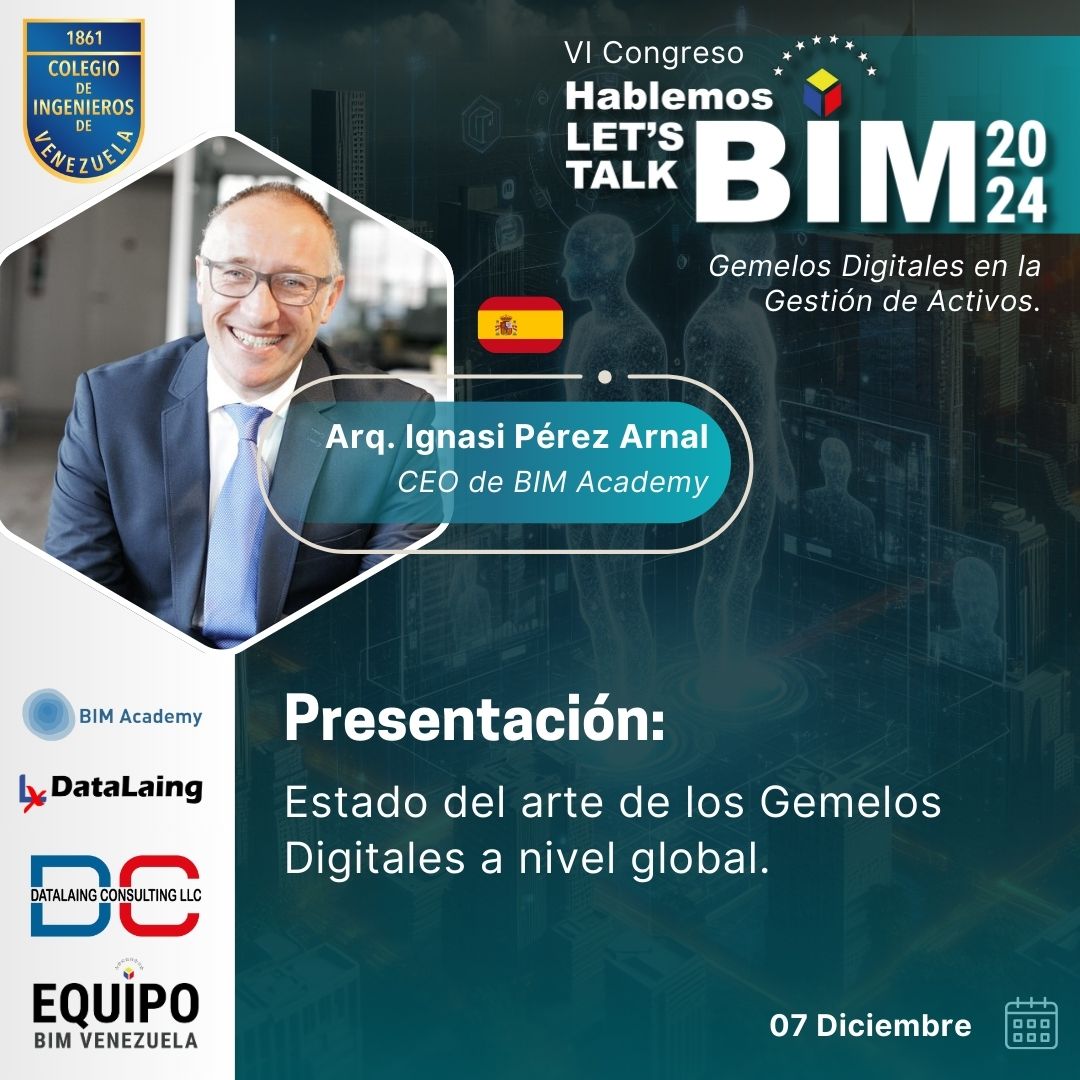 Presentación del Arq. Ignasi Pérez Arnal 🇪🇸 / BIM Academy
➡️Dir. de Contenidos del European BIMSummit / Asesor del Diplomado BIM CIV – DataLaing
✅ Tema: Estado del arte de los Gemelos Digitales a nivel global
VI Congreso #HablemosBIM 2024
<a href="/iperezarnal/">Ignasi Pérez Arnal</a> <a href="/BIMAcademyES/">BIM Academy</a>