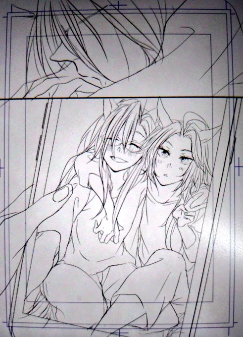 今回描いて楽しかったのは、ご両親とビデオ通話する仲良し姉妹です♥ 