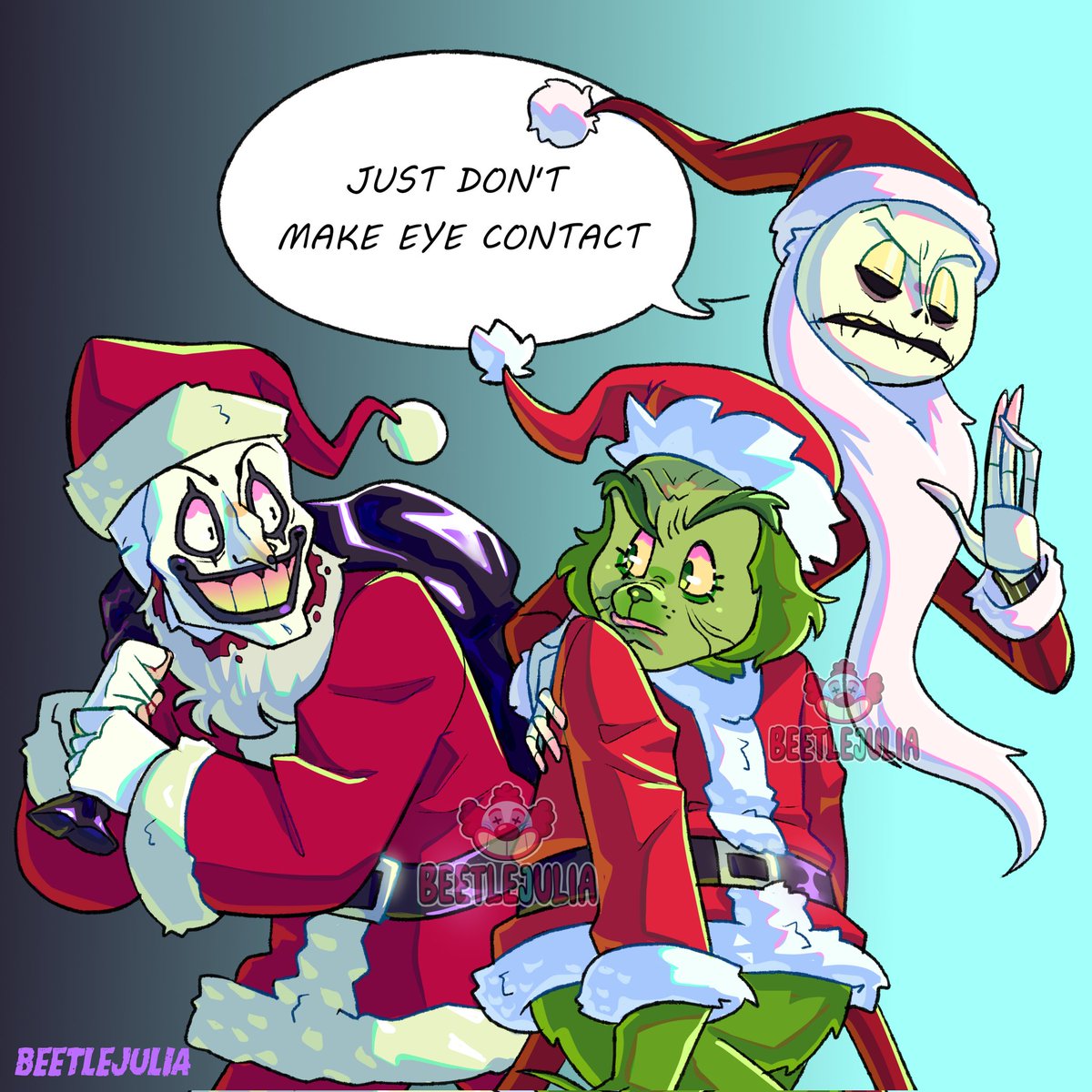 BeejTheClown's tweet image. #arttheclown #terrifier #terrifier2 #terrifier3 #Christmas2024 #christmas #grinch #jackskellington #nightmarebeforechristmas
