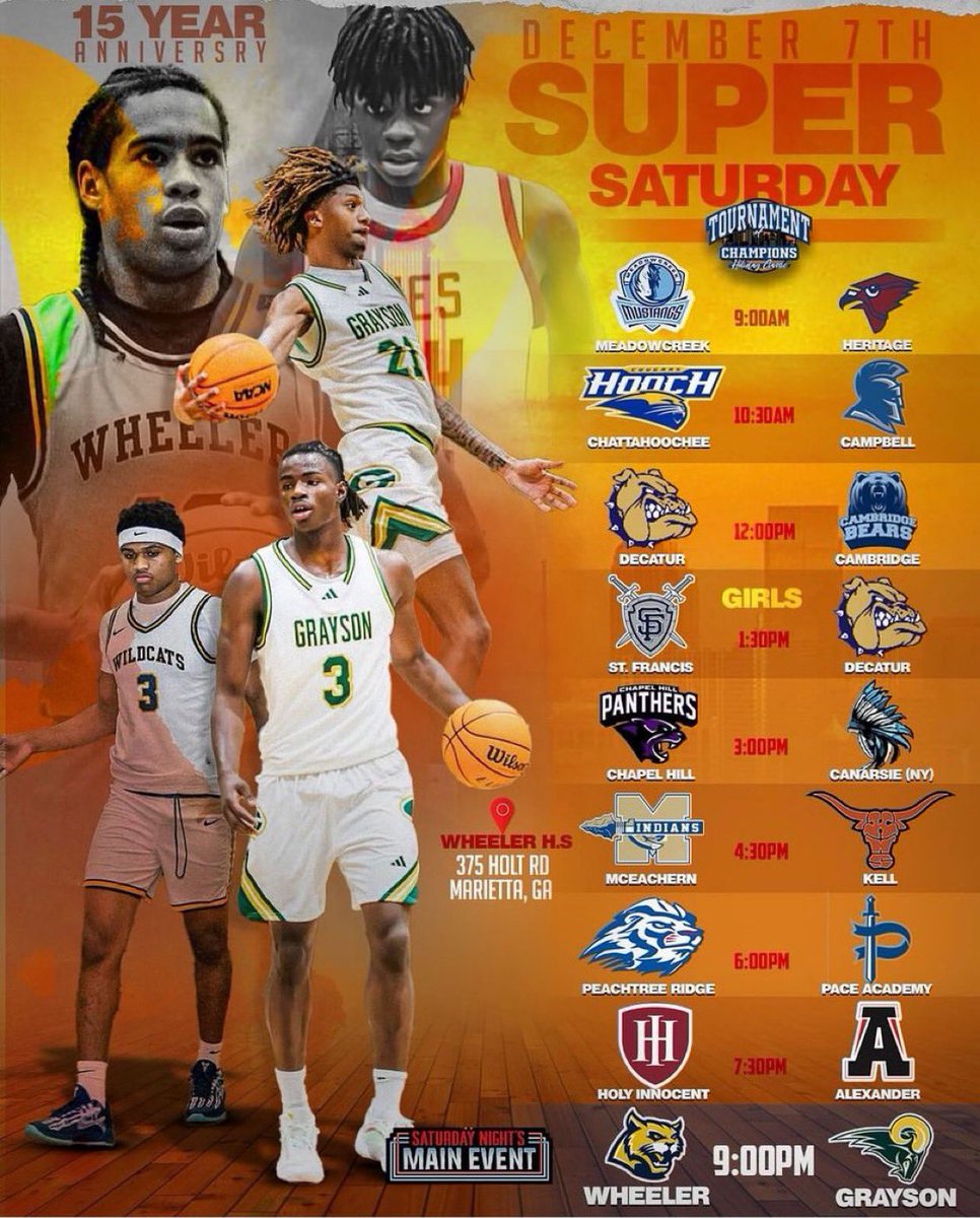 Coach Darnell “Shep” Shepherd 🧩 (@_coachshep_) on Twitter photo 🚨<a href="/WheelerHoops/">Wheeler HS (GA)</a> GAME DAY🚨
🗞️<a href="/ClassicToc/">TOCClassic</a>
🆚Grayson HS
📅Sat. Dec. 7th
⏰9pm
📍Wheeler HS
🎟️ recruitifyhoops.com/#/public/event…
<a href="/SUVtv/">SUVtv</a> <a href="/Relentless_Hoop/">Relentless Hoops</a> <a href="/MEdwardsBball/">Sifu</a> <a href="/HillsmanHeavy/">Hillsman Heavy</a> <a href="/OntheRadarHoops/">Shun Williams</a> <a href="/WHSCatSports/">Wheeler Athletics</a> 🚨<a href="/WheelerHoops/">Wheeler HS (GA)</a> GAME DAY🚨
🗞️<a href="/ClassicToc/">TOCClassic</a>
🆚Grayson HS
📅Sat. Dec. 7th
⏰9pm
📍Wheeler HS
🎟️ recruitifyhoops.com/#/public/event…
<a href="/SUVtv/">SUVtv</a> <a href="/Relentless_Hoop/">Relentless Hoops</a> <a href="/MEdwardsBball/">Sifu</a> <a href="/HillsmanHeavy/">Hillsman Heavy</a> <a href="/OntheRadarHoops/">Shun Williams</a> <a href="/WHSCatSports/">Wheeler Athletics</a>