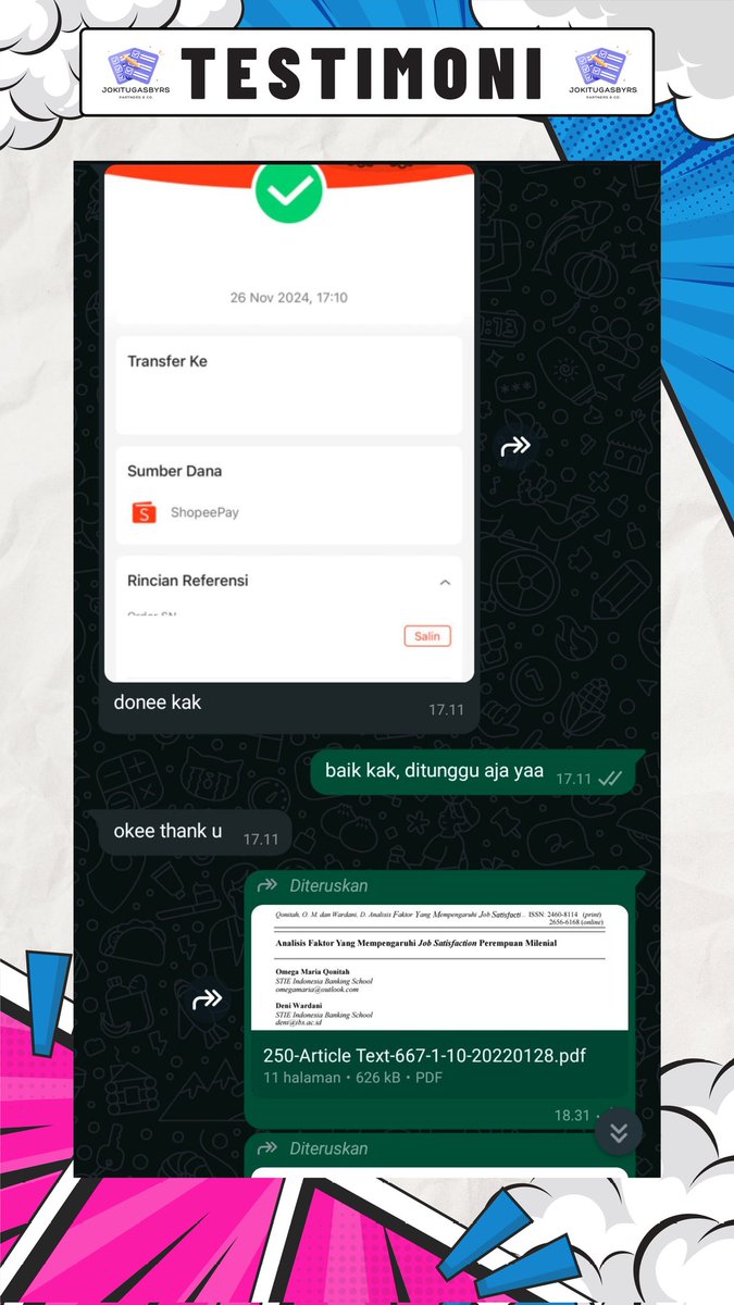 testimoni joki tugas kita nih, nyari joki yang bisa semua tugas, terpercaya, privasi aman, murah, dan cepat, langsung aja sama kita

#jokitugas
#jokitulis
#jokiketik
#jokimtk
#jokiskripsi
#joki
#zonauang
#zonabu
#zonajoki
#zonajajan
#zonaba