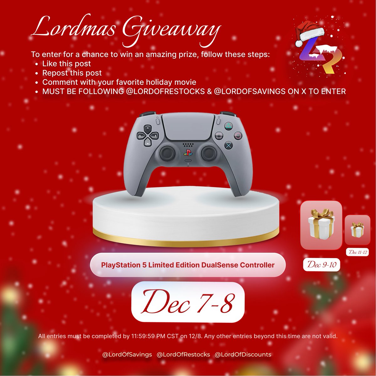 🎶 On The First Day Of Lordmas, <a href="/LordOfRestocks/">Lord Of Restocks • Hard To Find Items & Tech Deals</a> Gave Away… 🎶

🎮 1x PlayStation 5 30th Anniversary Limited Edition Controller

🤝 To Enter -

❤️ Like This Post
♻️ Repost This Post
🎥 Comment With Your Favorite Holiday Movie
‼️ MUST Be Following <a href="/LordOfSavings/">Lord Of Savings • Hot Deals, Discounts, & More</a> &amp; <a href="/LordOfRestocks/">Lord Of Restocks • Hard To Find Items & Tech Deals</a>