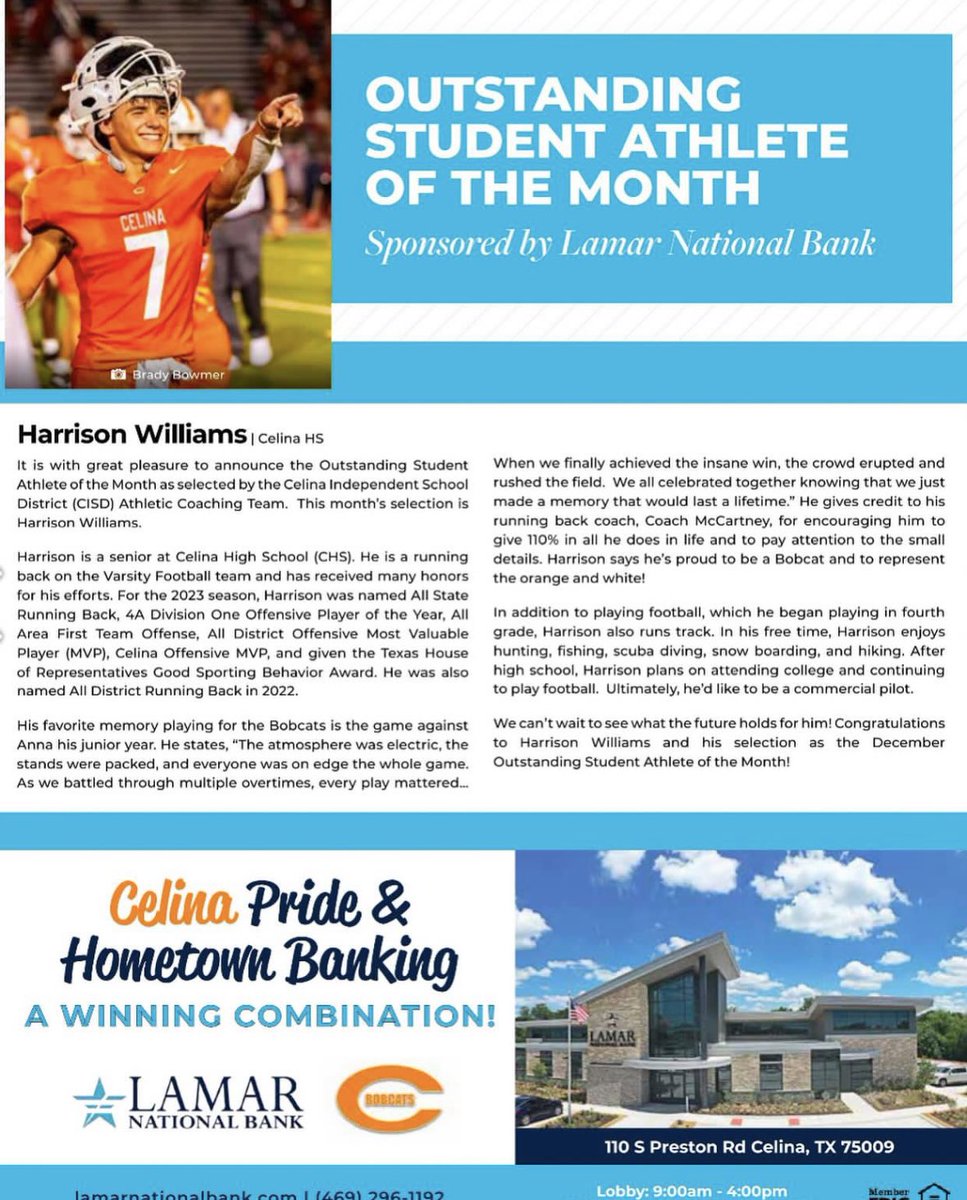 Thank you Celina Lifestyle for the recognition.
📸<a href="/BradyBowmer/">Brady Bowmer</a> 

#AGTG #classof2025

<a href="/celina_football/">Celina Football</a> @JLotScout <a href="/davidpaine1/">David Paine</a> <a href="/RecruitMasterFB/">Recruit Master Football</a> @diversionsm