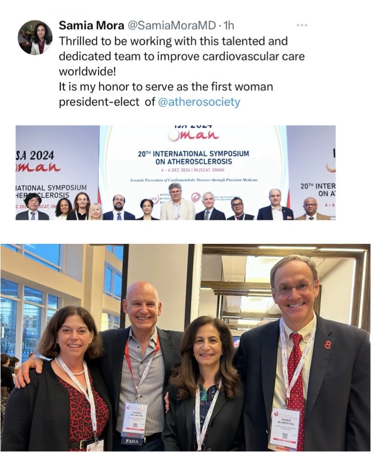 Roger Blumenthal (@rblument1) on Twitter photo The <a href="/CiccaroneCenter/">Johns Hopkins Ciccarone Center</a> & <a href="/hopkinsheart/">Johns Hopkins Cardiology</a> are incredibly proud of our alumnus & close friend <a href="/SamiaMoraMD/">Samia Mora</a> - the 1st Woman President-Elect of <a href="/atherosociety/">International Atherosclerosis Society (IAS)</a> <a href="/BrighamWomens/">Brigham and Women's Hospital</a> <a href="/MassGenBrigham/">Mass General Brigham</a> <a href="/ChiadiNdumele/">Chiadi Ndumele</a> <a href="/khurramn1/">Khurram Nasir</a> The <a href="/CiccaroneCenter/">Johns Hopkins Ciccarone Center</a> & <a href="/hopkinsheart/">Johns Hopkins Cardiology</a> are incredibly proud of our alumnus & close friend <a href="/SamiaMoraMD/">Samia Mora</a> - the 1st Woman President-Elect of <a href="/atherosociety/">International Atherosclerosis Society (IAS)</a> <a href="/BrighamWomens/">Brigham and Women's Hospital</a> <a href="/MassGenBrigham/">Mass General Brigham</a> <a href="/ChiadiNdumele/">Chiadi Ndumele</a> <a href="/khurramn1/">Khurram Nasir</a>