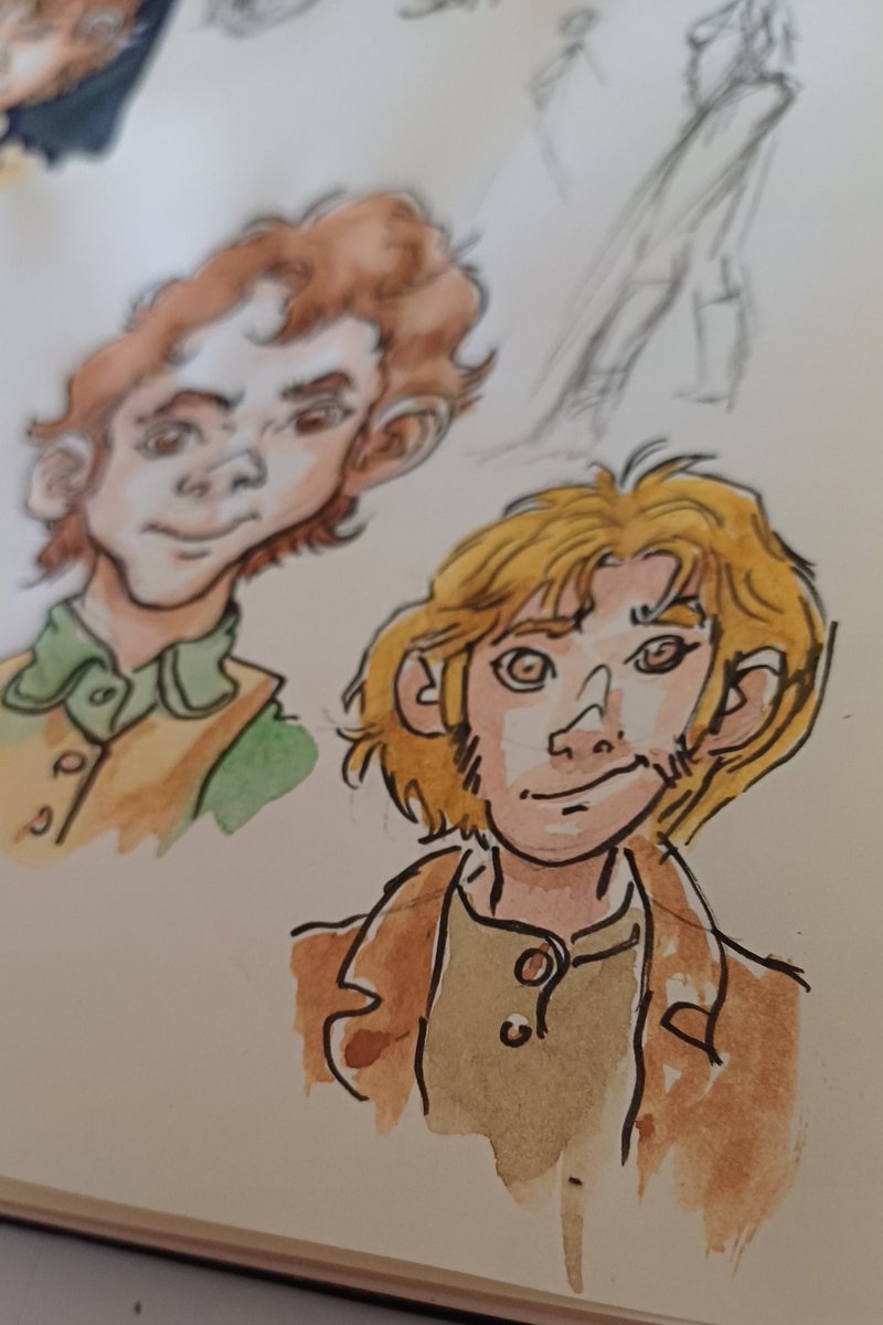 Demetrio1's tweet photo. La tierra media llama de vez en cuando...
#wip #watercolor #hobbits #frodolives #samwise #Meriadoc #Peregrin https://t.co/tKTm7nFo5H