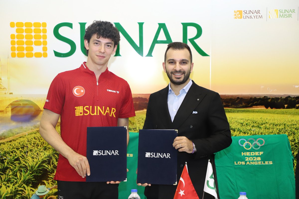 ismailDemir64's tweet photo. 2028 Los Angeles Yaz Olimpiyatları’nda ülkemizi ve @SunarYatirim ’ı gururla temsil edecek olan A Milli Sporcumuz Talha Yiğenler ile @SunarYatirim Yön Kur Bşk ve CEO’su @mustafacomu arasında, @masatenisifed Bşk Sn. Kerim Koç beyin katılımlarıyla sponsorluk anlaşması imzalandı . https://t.co/o1yuHy1NRn