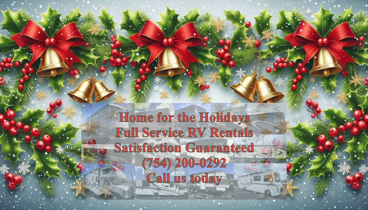 🎄✨ Home for the Holidays! ✨🎄
Looking to make this holiday season extra special? 🌟 Whether you're visiting loved ones or exploring the beauty of the season, our Full-Service RV Rentals have you covered. 🚌❄️✔️Call us at (754) 200-0292 #rv #rving #rvlifestyle #rvlife #rvtravel