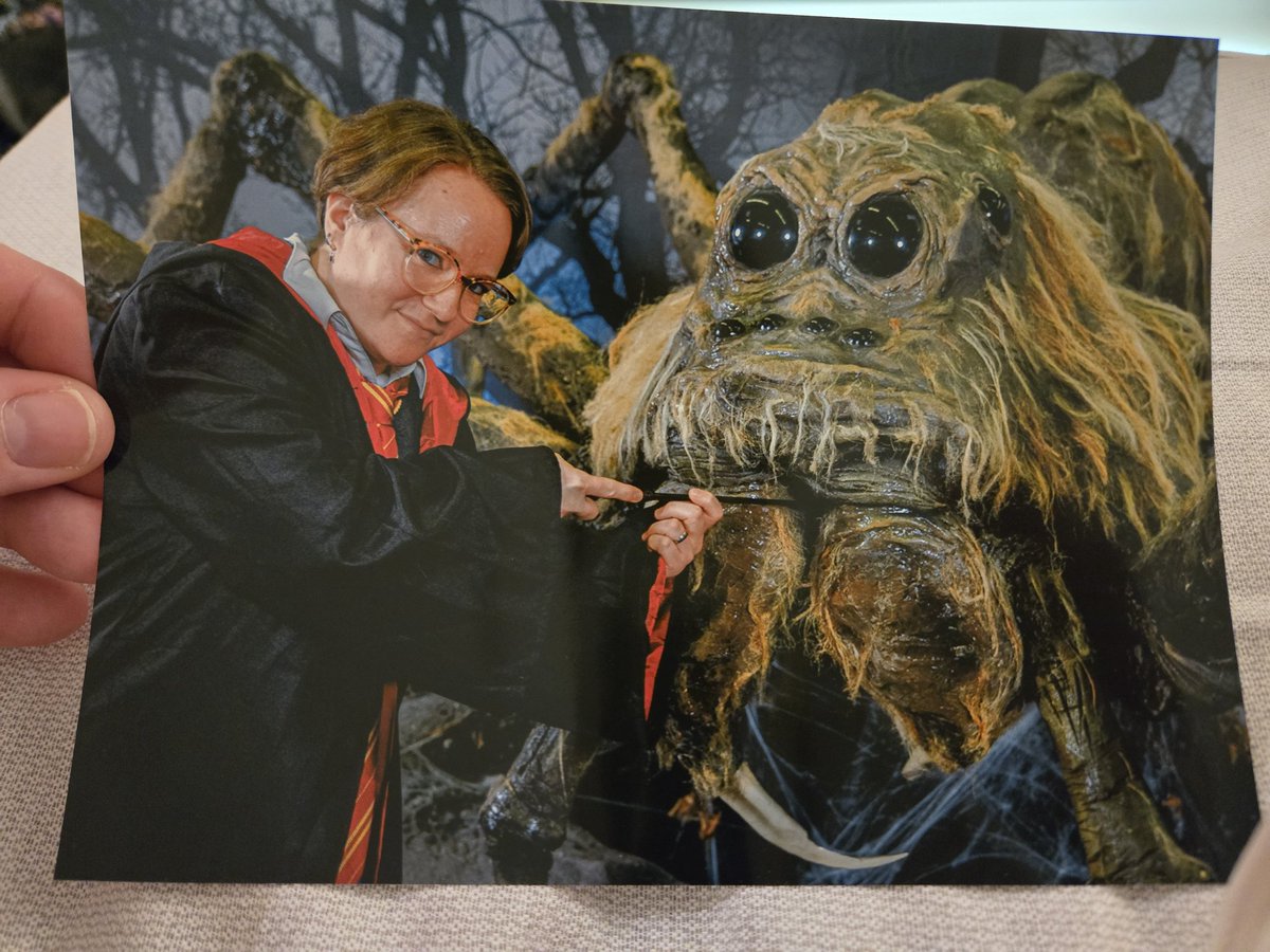 JennyTS86's tweet photo. I've met Aragog today 😊 @GermanfilmCon #germanfilmcomiccon https://t.co/KZnxODt685