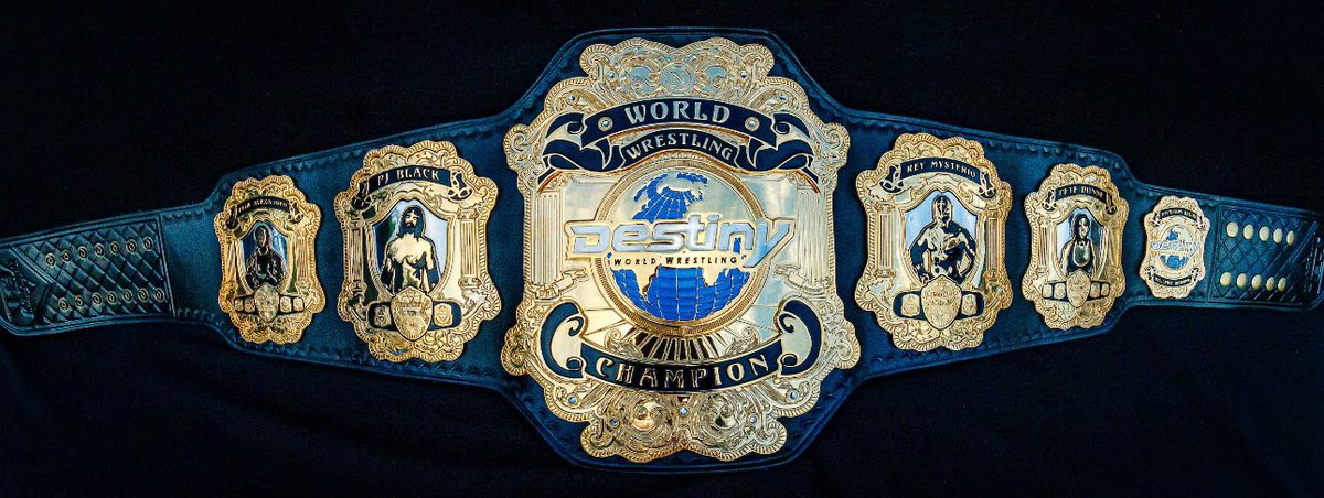 HyperionBelts's tweet image. The new @DestinyWrestle world championship. Paying tribute to the history of the promotion with some of the most iconic champions @Walking_Weapon @reymysterio @PeteDunneYxB and PJ Black

🧑‍🎨 @Hellfire_Design 
📸 @FOToyPhotos