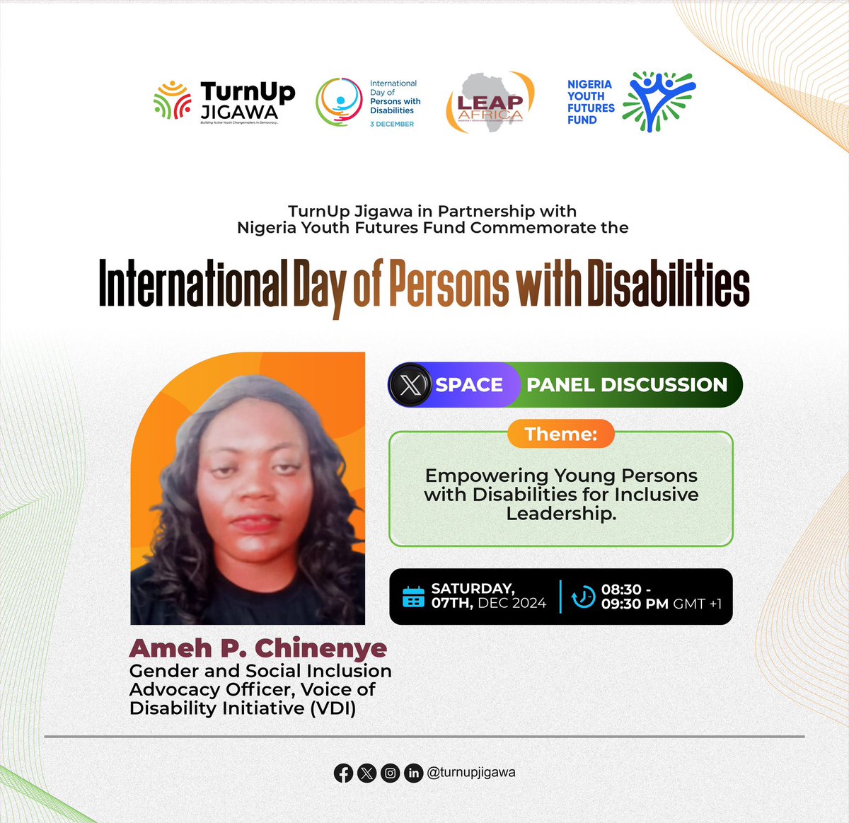 Elijahnsimon's tweet photo. Join in an hour as we discuss the issues around empowering young persons with disabilities for inclusive leadership. 

@ng_youthfund 
@LEAPAfrica https://t.co/Lw279RF4pY
