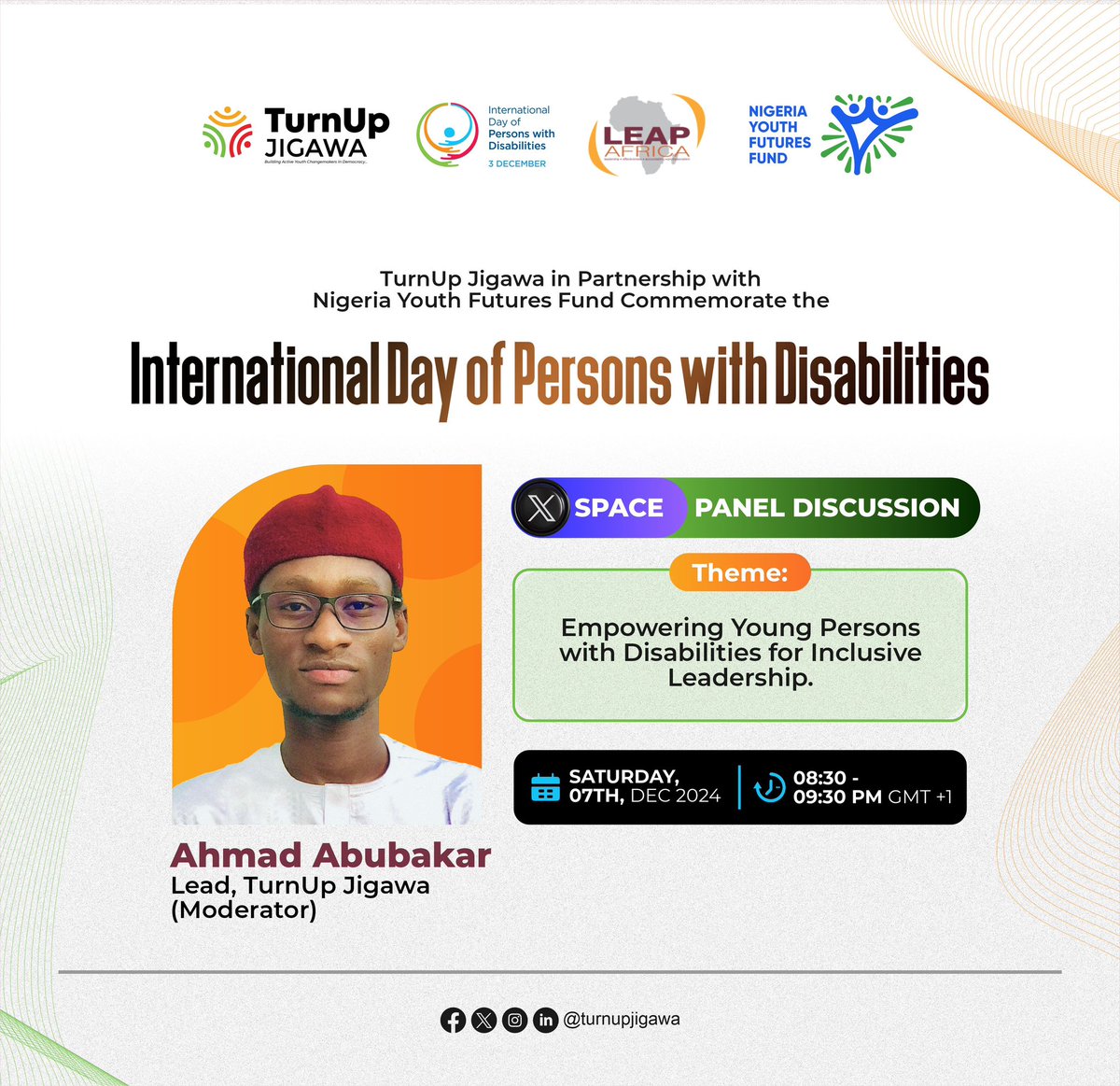 Elijahnsimon's tweet photo. Join in an hour as we discuss the issues around empowering young persons with disabilities for inclusive leadership. 

@ng_youthfund 
@LEAPAfrica https://t.co/Lw279RF4pY