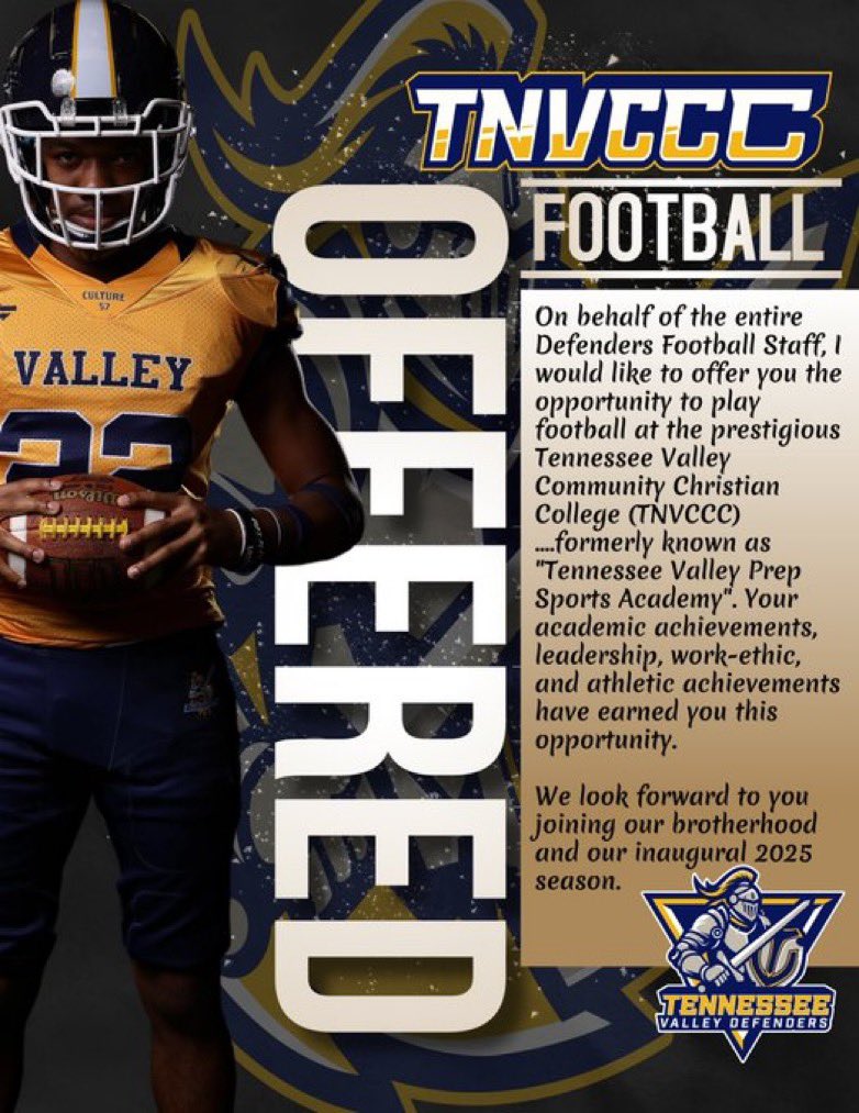 TyshonTucker's tweet photo. I am blessed to receive An Offer from Tennessee Valley!! @coachbwillis21@DrewNPhillips
@RecruitWestMo @AL4afootball
@DrewNPhillips @CGraham88 https://t.co/xqvPpeGVM3