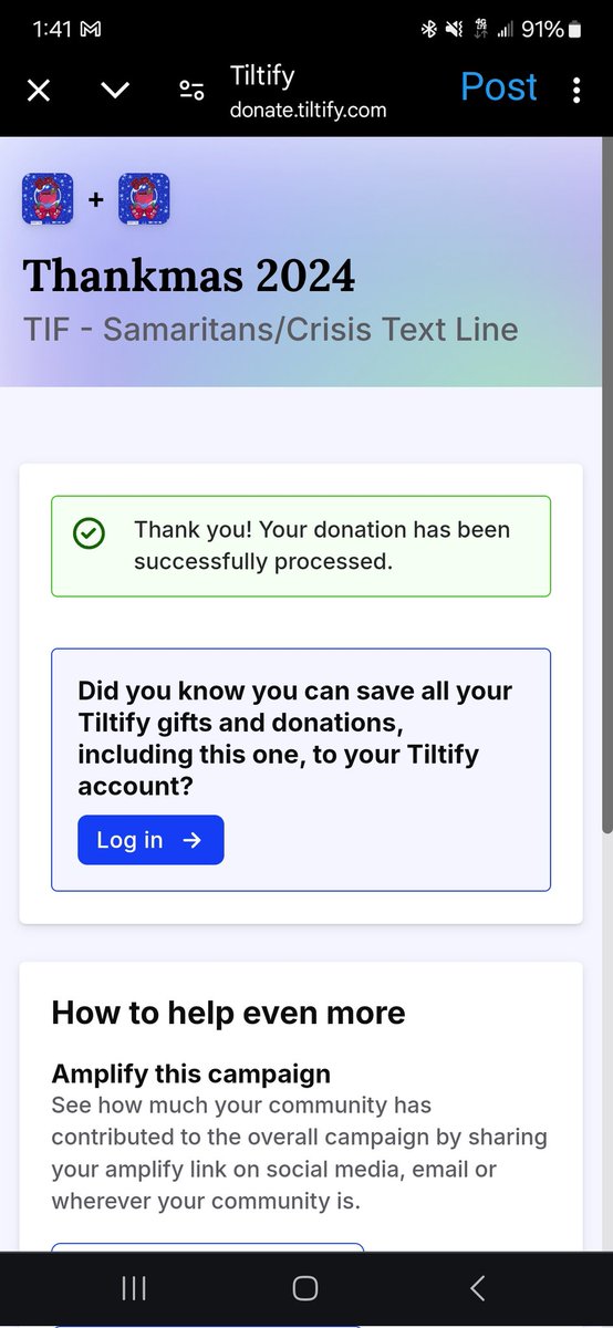 Kbwolf0514's tweet photo. Im a day late but I did my donation  for the year. @Jacksepticeye @TheThankmas https://t.co/9wso2uOdzQ