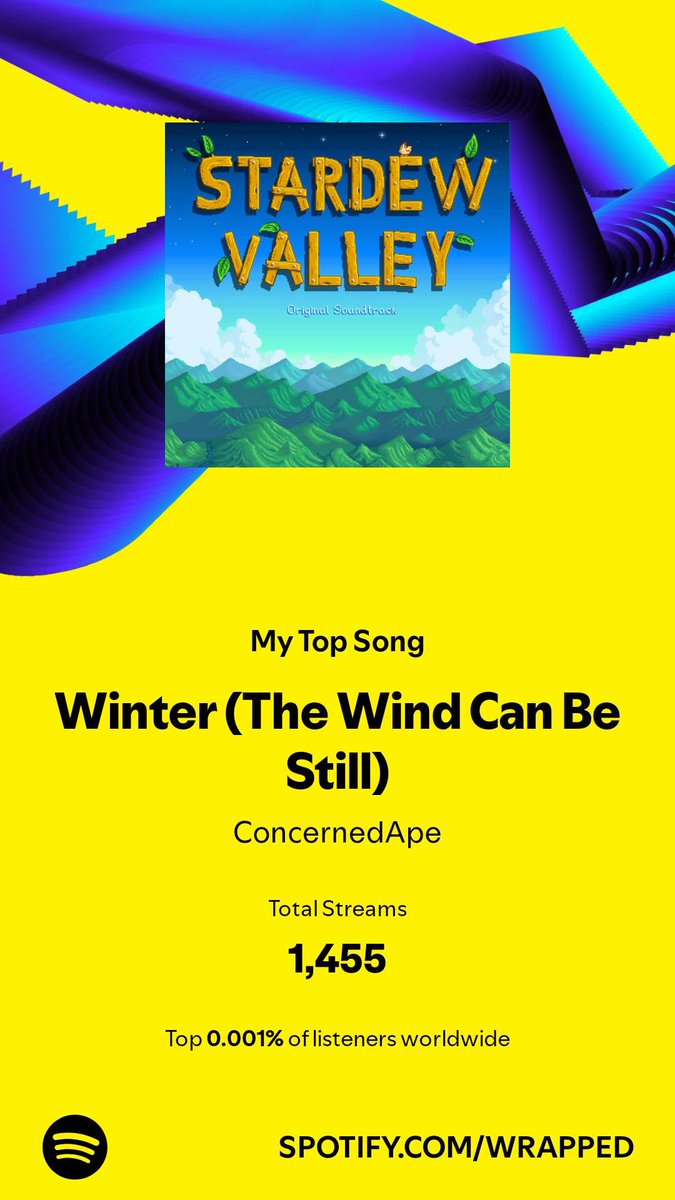 NicoHasPerished's tweet photo. I may be the biggest fan of this song
(I'm super normal ab it and how calming it is)

@ConcernedApe
#StarDewValley #SpotifyWrapped2024 https://t.co/ojA6tNBYIn