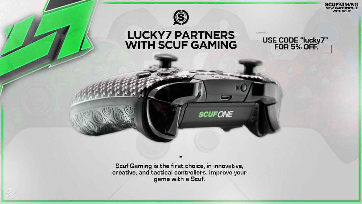 Lucky7Returns's tweet photo. We’re happy to announce our 2024 partnership with @ScufGaming, use code “lucky7” for 5% off your next purchase! https://t.co/vidfeZKVL2