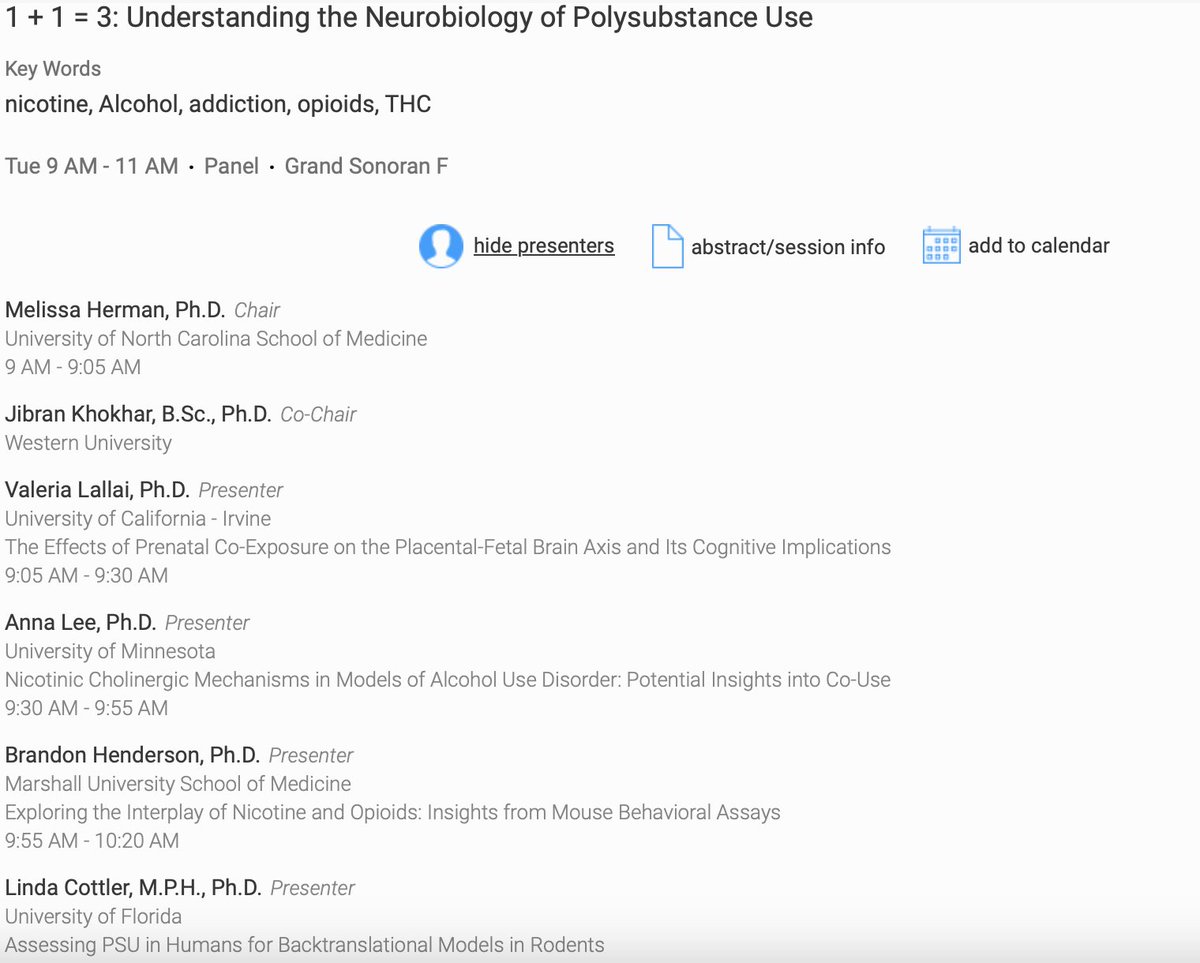 Jibran Khokhar (@drjkhokhar) on Twitter photo Excited to be co-chairing a panel with <a href="/MelissaHerman4/">Dr Melissa Herman</a> titled: 1 + 1 = 3: Understanding the Neurobiology of Polysubstance Use featuring <a href="/allvall/">valeria lallai</a>, Anna Lee, <a href="/Dr_BHenderson/">Brandon Henderson</a>, <a href="/LCottler/">Linda B. Cottler</a> Tuesday at 9AM in Grand Sonoran F! Polysubstance Use is the rule and not the exception! #ACNP2024 Excited to be co-chairing a panel with <a href="/MelissaHerman4/">Dr Melissa Herman</a> titled: 1 + 1 = 3: Understanding the Neurobiology of Polysubstance Use featuring <a href="/allvall/">valeria lallai</a>, Anna Lee, <a href="/Dr_BHenderson/">Brandon Henderson</a>, <a href="/LCottler/">Linda B. Cottler</a> Tuesday at 9AM in Grand Sonoran F! Polysubstance Use is the rule and not the exception! #ACNP2024