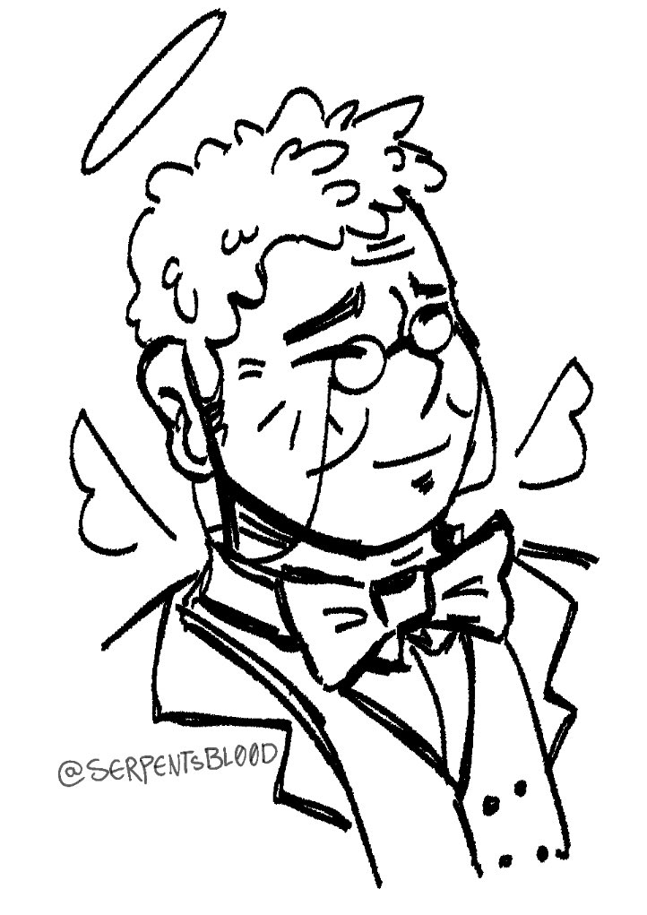GETATICKET_'s tweet photo. Trying new brushes idk. Crowley, Aziraphale, Furfur

#GOODOMENS https://t.co/HZ991uKWH8