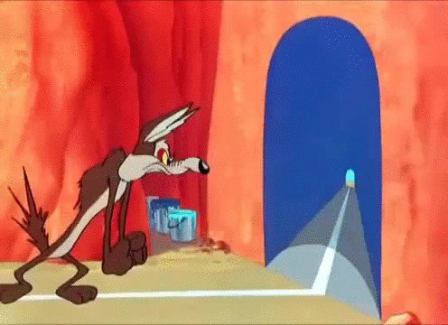 Wofiel's tweet photo. @mayfer I’m not using any technology that will suffer the same problems as Wile E. Coyote. https://t.co/js4txWFGRB