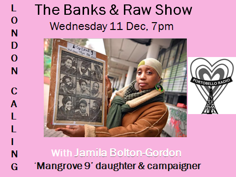 Dr Louise Raw (@louiserawauthor) on Twitter photo In 1971, Black activists got the police's institutional racism acknowldged for the first time.
The 'Mangrove 9' were inspirational men & women.
What was it like growing up with their fight?
Jamila Bolton-Gordon talks to me & <a href="/robinjamesbank3/">robin james banks</a> WEDNESDAY 7PM <a href="/PortobelloRadio/">Portobello Radio</a> In 1971, Black activists got the police's institutional racism acknowldged for the first time.
The 'Mangrove 9' were inspirational men & women.
What was it like growing up with their fight?
Jamila Bolton-Gordon talks to me & <a href="/robinjamesbank3/">robin james banks</a> WEDNESDAY 7PM <a href="/PortobelloRadio/">Portobello Radio</a>