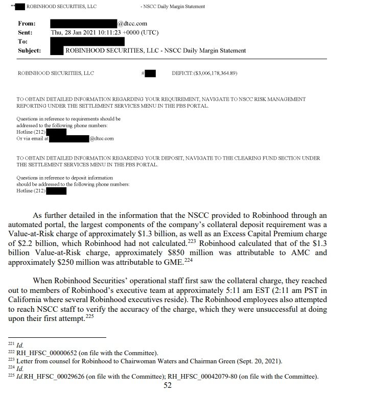 Here's <a href="/The_DTCC/">DTCC</a> email explaining the $2.2 Billion MARGIN CALL the NSCC issued to <a href="/RobinhoodApp/">Robinhood</a> that caused them to TAKE AWAY RETAIL INVESTORS ABILITY TO BUY STOCK, but allowed institutions shorting #AMC, #Gamestop &amp; a dozen other securities to continue buying them.

Big money