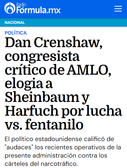 clagos0's tweet photo. “México ha tomado acciones audaces, y Harfuch es un ejemplo a seguir” Así elogia congresista republicano el nuevo enfoque y dirección de la Estrategia de Seguridad en 🇲🇽.

A estas alturas existen muchos elementos para callar los ataques de la miserable oposición contra HARFUCH... https://t.co/g0OnN1bv54