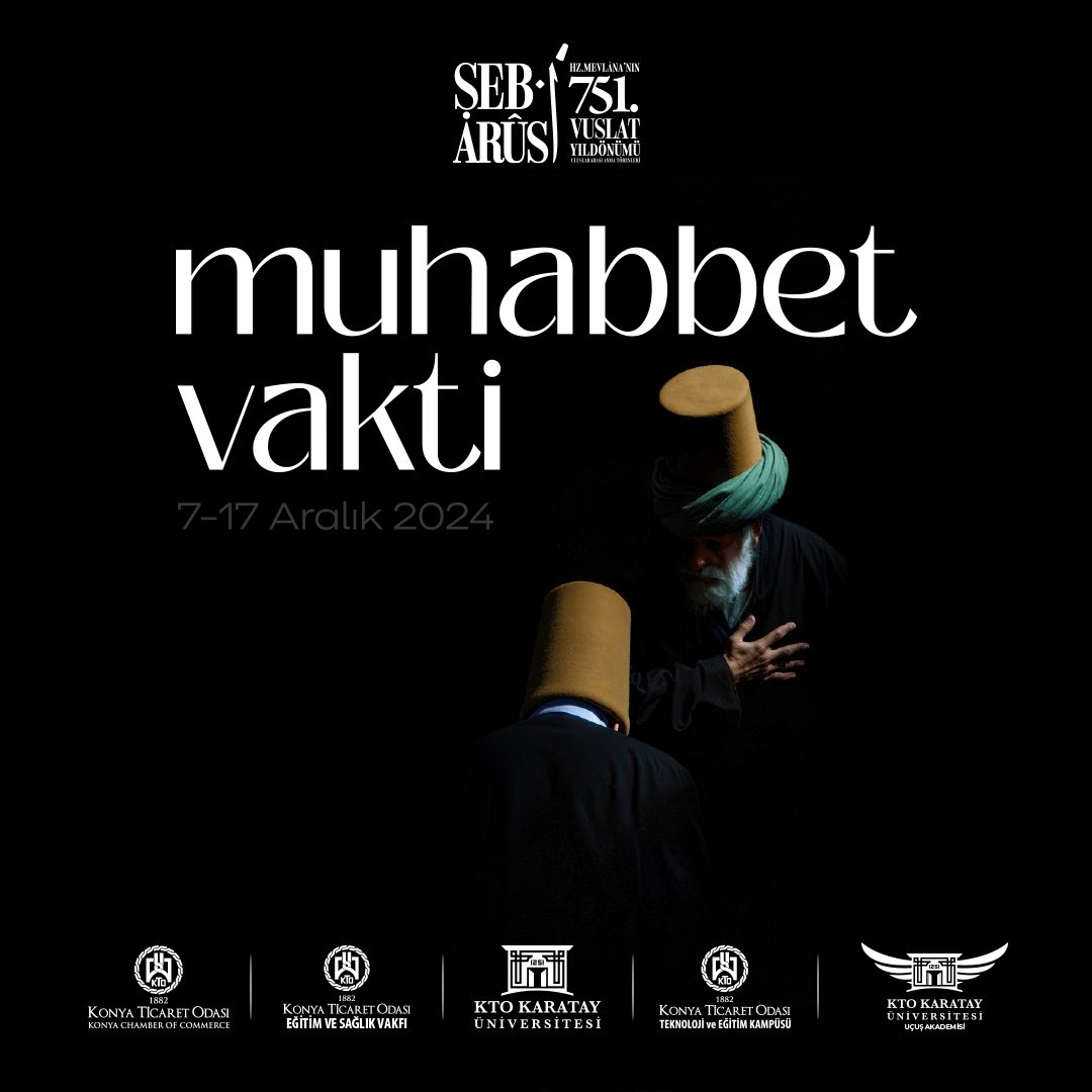 Aşkın ve hoşgörünün sembolü Mevlana’yı, vuslat gecesi Şeb-i Arus’ta anıyoruz. ‘Gel, ne olursan ol, yine gel...’ Bu özel gecede sevgi ve birlik ruhunu birlikte yaşayalım. 🌙✨ #şebiarus #mevlana