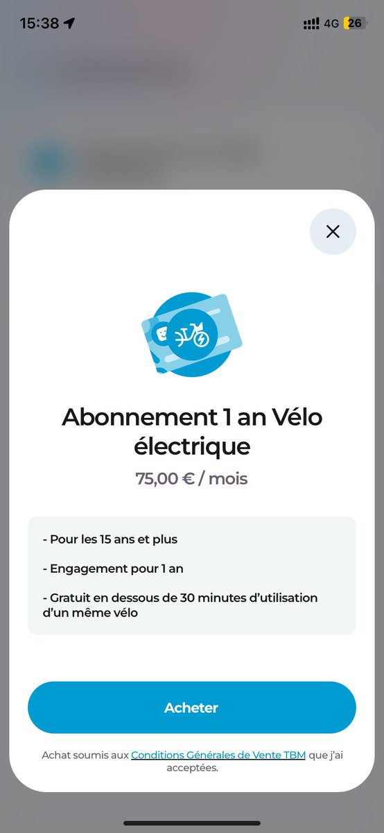 SimonRqr's tweet photo. Il y a un petit manque de clarté concernant l’offre Le Vélo de TBM
C’est 75€ par an ou 75€ par mois. Qu’on soit sur l’appli ou le site on retrouve la même ambiguïté. Chez moi on appelle ça un devis dissuasif. Pourriez-vous clarifier @info_tbm ? Merci https://t.co/kRZi0mfH5v