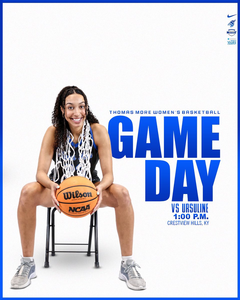 GAME DAY.

🏀: Women's Basketball Hosts Ursuline
⏰: 1:00 P.M.
📍: Crestview Hills, KY
🏟️: Connor Convocation Center
📺: sl8.in/zYOTcwP3
📊: sl8.in/cEJ7uasQ

<a href="/TMWBasketball/">Thomas More Women's Basketball</a> 

#LetsGoSaints
