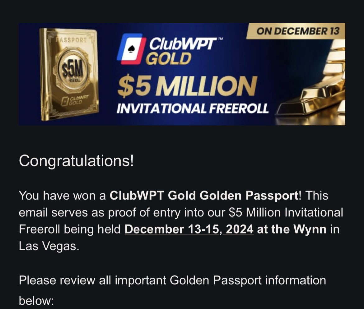 Binked a Golden passport LFG! 🔥🔥 
Guess ill be donating in side events while we’re out there 🙂

Thanks for the Opp <a href="/ClubWPTGold/">ClubWPT Gold</a> ❤️