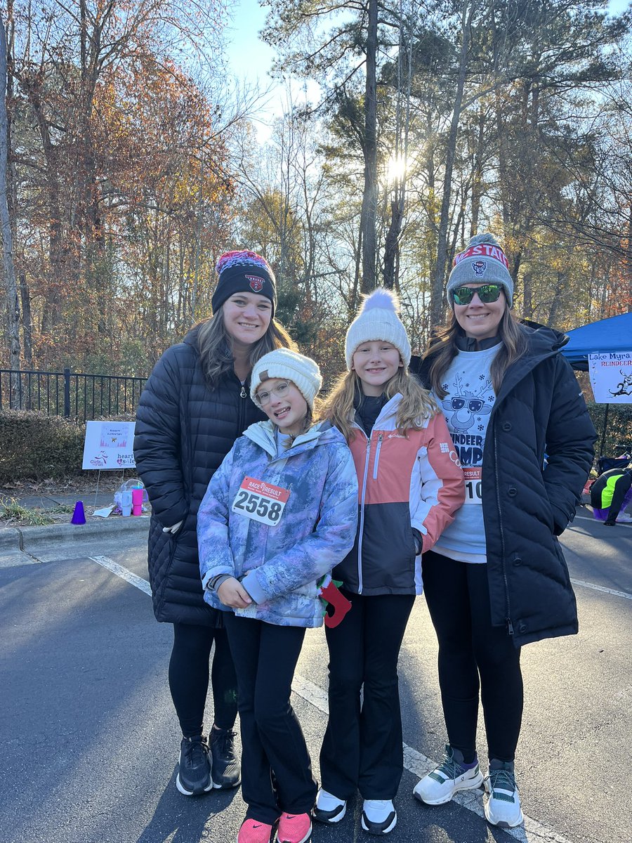 Out early for the Reindeer Romp 5K with <a href="/bennettelemccs/">Bennett School</a> Girls on the Run Club. Some of us are already dreaming of the finish line! #OneChatham #CCSShine #BearDown