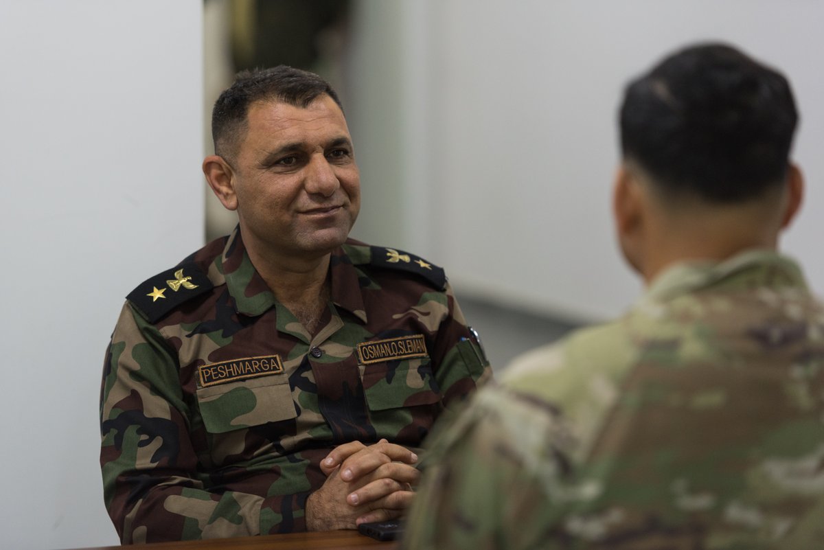CJTFOIR's tweet photo. The @3rdSFAB and the Peshmerga reviewed ongoing projects to help partner forces improve unilateral operations in northern Iraq. These efforts and collaborations with the Peshmerga contribute to a future without ISIS.
@CENTCOM #OperationInherentResolve #PartnerForces #Teamwork https://t.co/IqcaNvkYew