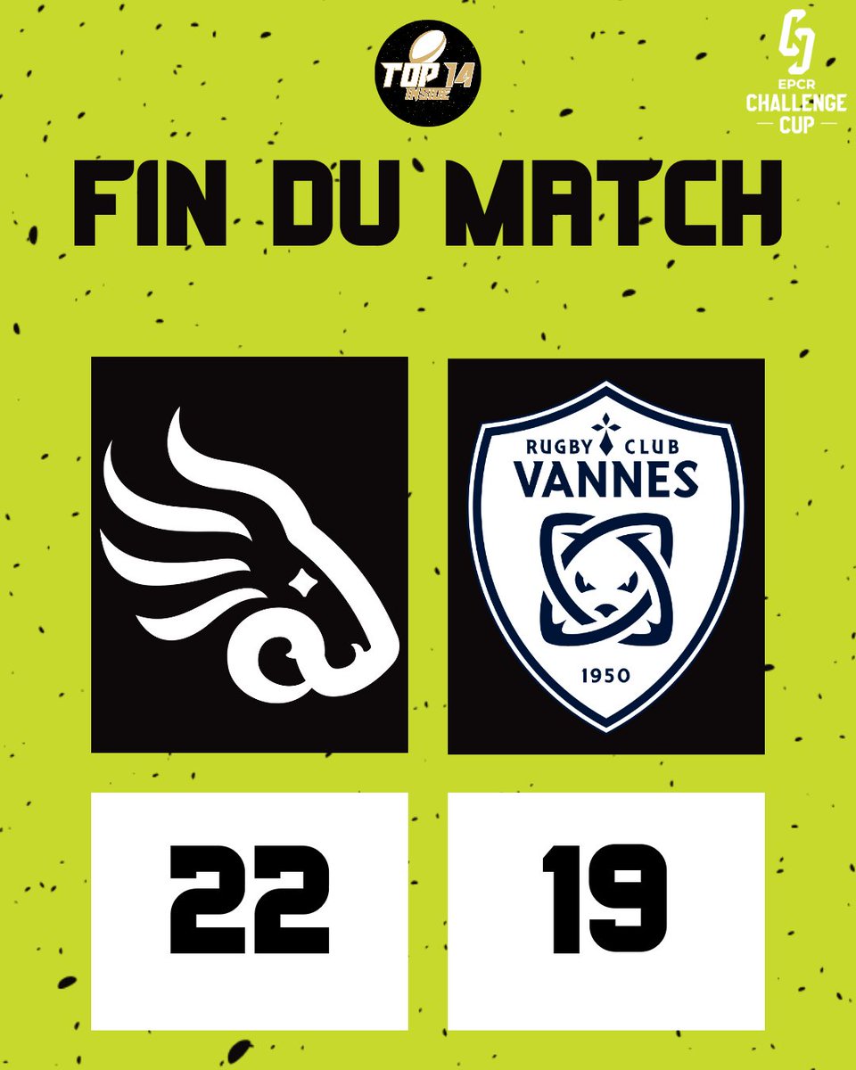 TOP14_inside's tweet photo. 𝙁𝙄𝙉 𝘿𝙐 𝙈𝘼𝙏𝘾𝙃 

Pour leur première en Coupe d'Europe les Bretons s'inclinent mais n'auront pas démérité en Géorgie ! 👊🏻

🦁🖤 2️⃣2️⃣-1️⃣9️⃣ 💙🤍

#BLAvRCV | #BLARCV |  #ChallengeCupRugby https://t.co/qW6lZ4sMnS