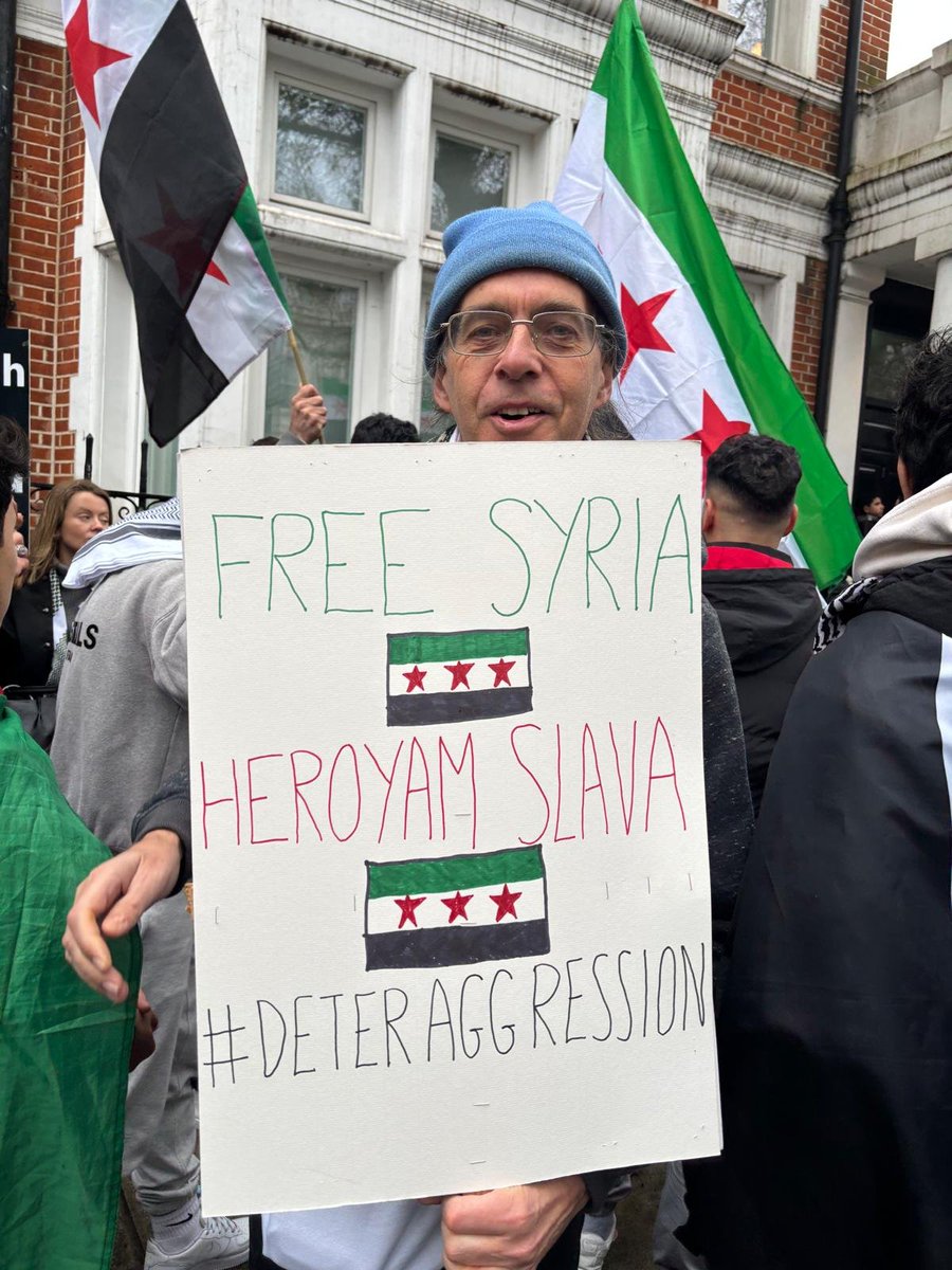 UkraineSol's tweet image. At this afternoon's Syria Solidarity demo at the Russian embassy in London