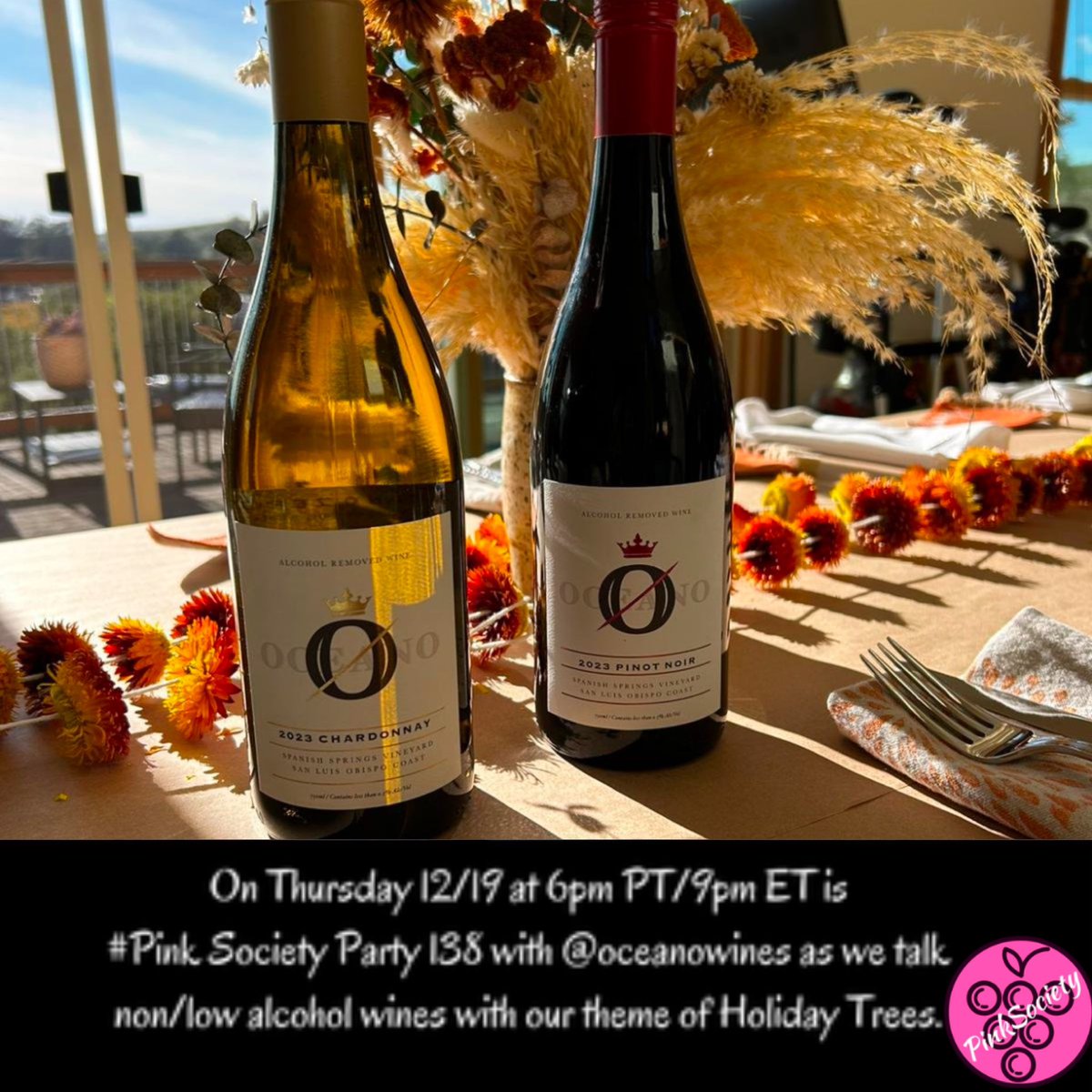 #PinkSociety (@thepinksociety_) on Twitter photo On Thursday 12/19 at 6pm PT/9pm ET is #Pink Society Party 138 with @oceanowines as we talk non/low alcohol wines with our theme of Holiday Trees. We are 2 weeks away so it will be appreciated to submit your picture ASAP. Thank you. <a href="/jflorez/">Joe Florez</a> <a href="/rr_pirate/">Thomas Hughes</a> <a href="/magee333/">Laura</a> <a href="/WineCheeseFri/">Maria @WineCheeseFri</a> On Thursday 12/19 at 6pm PT/9pm ET is #Pink Society Party 138 with @oceanowines as we talk non/low alcohol wines with our theme of Holiday Trees. We are 2 weeks away so it will be appreciated to submit your picture ASAP. Thank you. <a href="/jflorez/">Joe Florez</a> <a href="/rr_pirate/">Thomas Hughes</a> <a href="/magee333/">Laura</a> <a href="/WineCheeseFri/">Maria @WineCheeseFri</a>