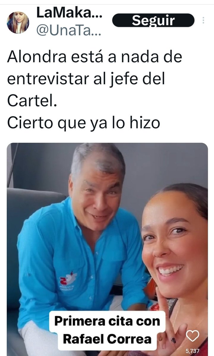 Siii MARAVILLOSO.
💙💙💙💙💙
Me encanta que Alondra entreviste al <a href="/MashiRafael/">Rafael Correa</a>.
Es un honor entrevistar a personas inteligentes.
-Honrar, honra, dijo J. Martí.

Si a tí te molesta troll, entonces mucho más feliz estamos.
Busca silla cómoda, para que sufras.
🤣🤣🤣🤣🤣🤣