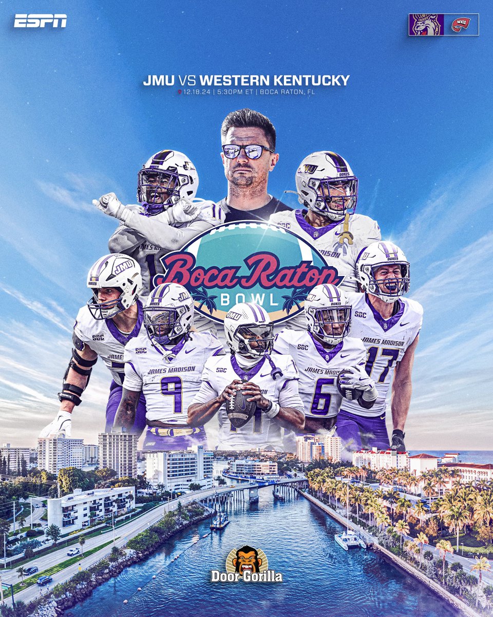 From the Valley to the beach 🌴

JMU will face Western Kentucky on Dec. 18 in the 2024 Boca Raton Bowl ‼️

📰 tinyurl.com/27zv4pz5

#GoDukes