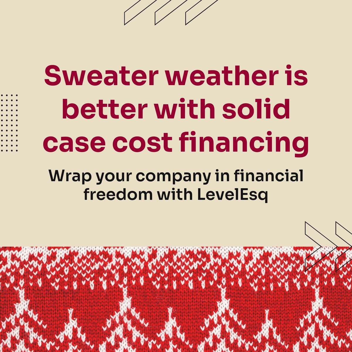 levelesq's tweet image. As the temperatures drop, it’s time to bundle up your law firm with the financial freedom it deserves! With LevelEsq, you’ll have the case cost financing you need to keep things running smoothly all season long. ❄️🍂 #SweaterWeather #CaseCostFinancing #FinancialSecurity
