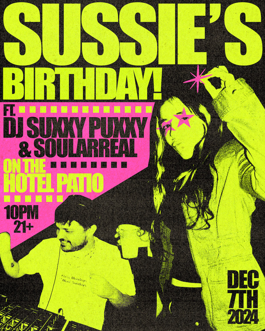 HotelVegasATX's tweet photo. 🔺 SATURDAY 🔻

🌮 El Borracho Tacos open 8pm-2am❗️
🎧 SUSSIE'S BIRTHDAY 🌟🎂 w/ DJ @SuxxyPuxxy &amp; Soularreal at 10❗️

@TheNothingSong
Doors at 6
7:15 - Con Man
8 - LadyLuck
⬇
@ResoundPresents
9:30 - dorothy's
10:15 - Skirts
11 - Why Bonnie
🎫: https://t.co/LnB8fiu1Ne https://t.co/CyN5YMyi6r