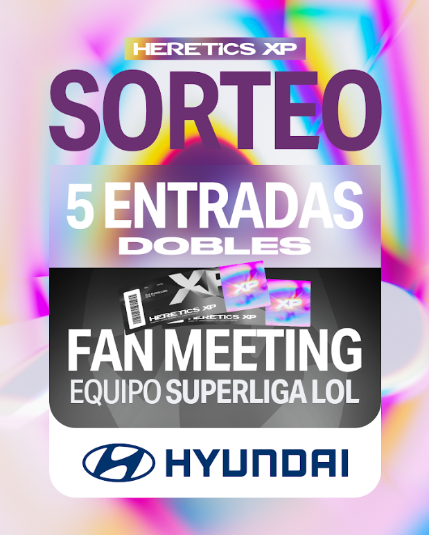 🎟️ SORTEAZO DE ENTRADAS PARA HERETICS XP 🎟️

De la mano de Hyundai, os traemos un sorteo de 5 entradas dobles para GAMERGY y meet and greet con el equipo de SuperLiga incluido.

REQUISITOS:
✅Seguir a: <a href="/HyundaiEsp/">Hyundai España</a> 
✅Mencionar a un amigo
🔁RT   

Ganadores el 10/12.  ¡Suerte! 🍀
