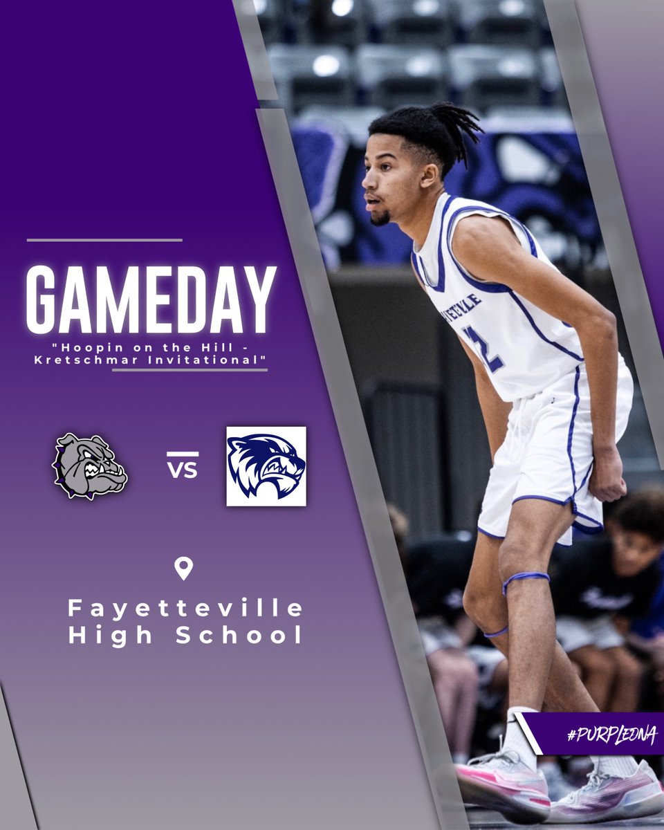 FayBulldogsBB's tweet photo. Playing for some hardware this afternoon in the championship game of the @1stemployment “Hoopin’ on the Hill - Kretschmar Invitational!” 🏆🏆

🆚 : @vashon_bball 
📍 : @FayettevilleHS 
⌚️ : 2:30 PM
🎟️ : https://t.co/d5EJcHYDpd
📺 : https://t.co/W91sCLLn3c 

#PurpleDNA https://t.co/cIkko3xI71