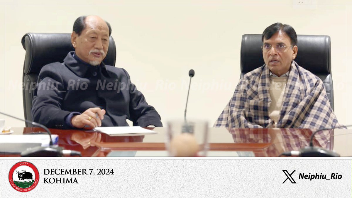 Neiphiu_Rio's tweet photo. Had the pleasure of meeting Dr. @mansukhmandviya, Hon'ble Union Minister @LabourMinistry and @YASMinistry. I am grateful for his continued support for Nagaland. I wish him a pleasant stay and look forward to more fruitful interactions. https://t.co/evof3AAzZm