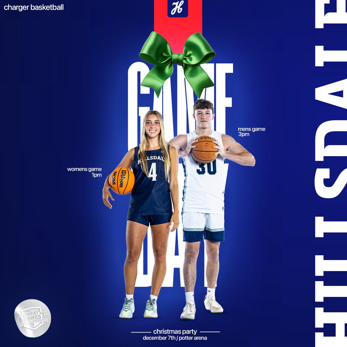 Hillsdale College Chargers (@hcchargers) on Twitter photo We're celebrating the Christmas season today in Dawn Tibbetts Potter Arena as <a href="/ChargersWBB/">Hillsdale Women's Basketball</a> and <a href="/ChargerMBB/">Hillsdale Men's Basketball</a> host Malone for a pair of big conference games starting at 1 p.m.! Come out and support! #ChargeOn #ChargerNation We're celebrating the Christmas season today in Dawn Tibbetts Potter Arena as <a href="/ChargersWBB/">Hillsdale Women's Basketball</a> and <a href="/ChargerMBB/">Hillsdale Men's Basketball</a> host Malone for a pair of big conference games starting at 1 p.m.! Come out and support! #ChargeOn #ChargerNation