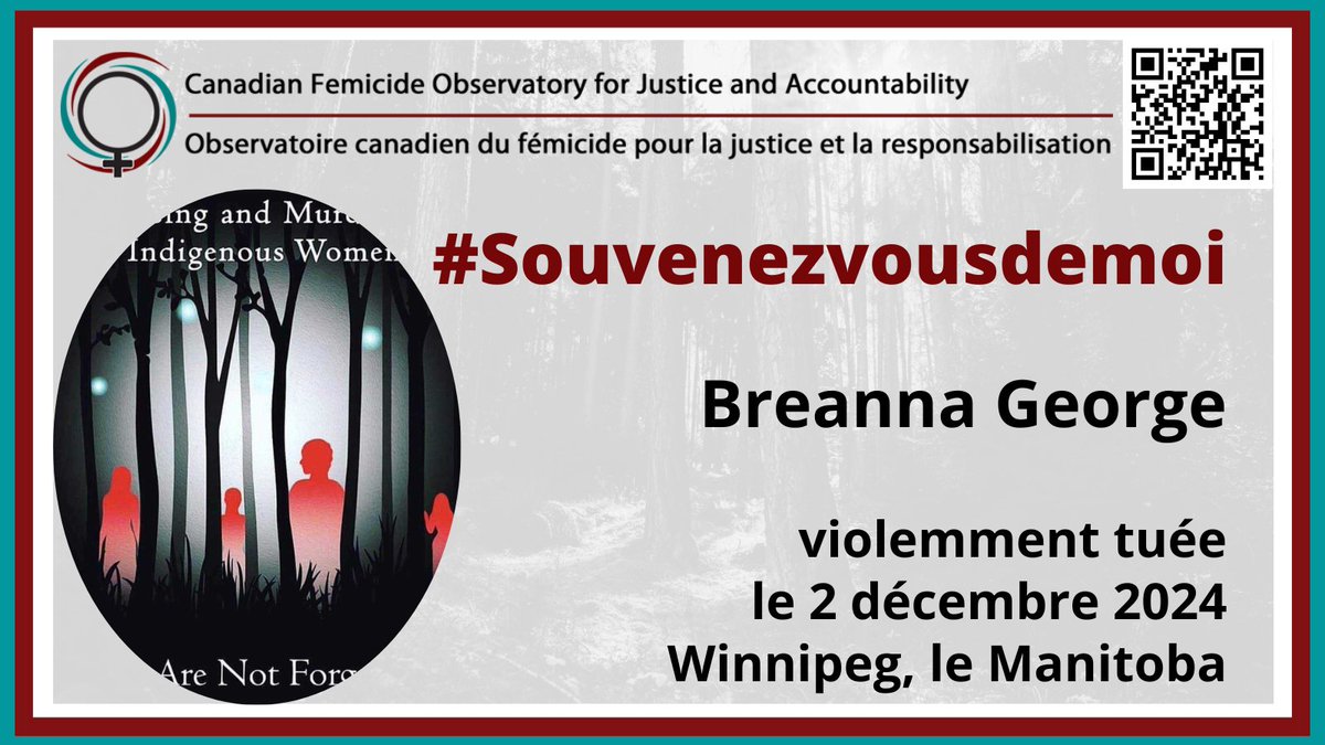CAN_Femicide's tweet photo. #Souvenezvousdemoi – #FFADA Breanna George, 21, #Femmetuée le décembre 2, 2024 à Winnipeg, Manitoba. #Cestunfémicide #CallItFemicide https://t.co/5LqBImJLUh https://t.co/ISTrYpaqBN