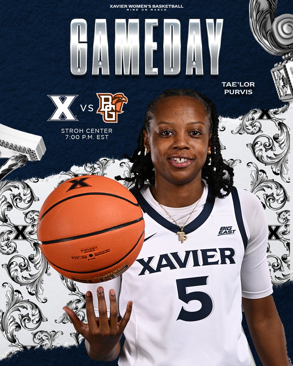 XavierWBB's tweet photo. GAMEDAY

🆚: Bowling Green
📍: Bowling Green, OH
🏟️: Stroh Center
⏰: 7:00 P.M. EST
📺: https://t.co/xrrCQWQM9n
📊: https://t.co/HpBE3oBWb7

#MindOnMarch | #LetsGoX https://t.co/oNFuSHnBl5
