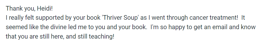 BrightHeidi's tweet photo. THIS
is why I devote my time to writing books.
Always grateful for such wonderful feedback.
hashtag#cancersurvivor hashtag#thriversoup hashtag#healthyeating hashtag#nutrition hashtag#sarcoma hashtag#sarcomablog hashtag#cancertreatment hashtag#healing https://t.co/FUpMLH04S6 https://t.co/d9E7Qx6m58