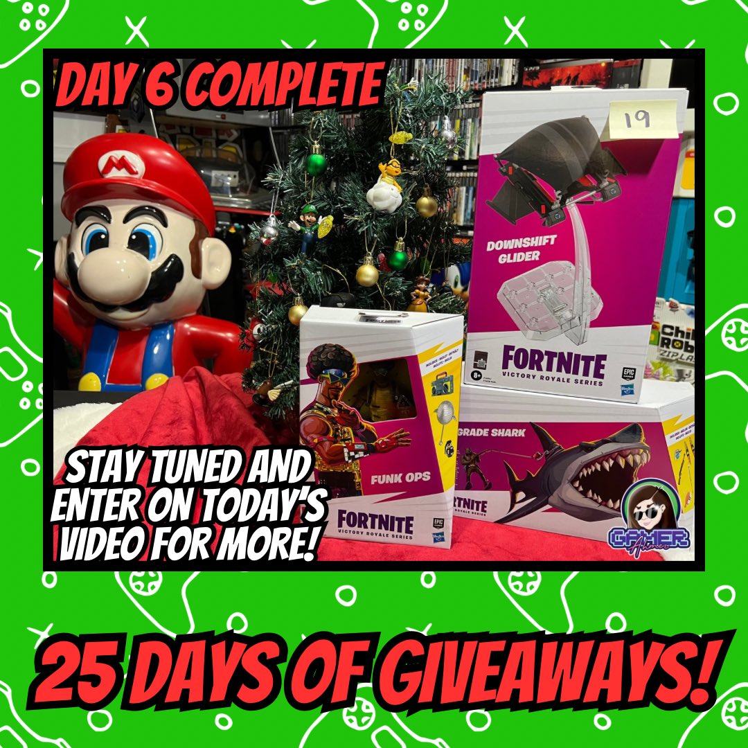 GamerAhmer's tweet photo. Day 6 has completed! Stay tuned for today’s short and be sure to comment for a chance to win! #videogames #games #gamerahmer #christmas #25daysofchristmas #25daysofgiveaways #giveaway #fortnite #xbox #playstation #pc #retrogaming #nintendo #happyholidays https://t.co/d4jw2teWKW